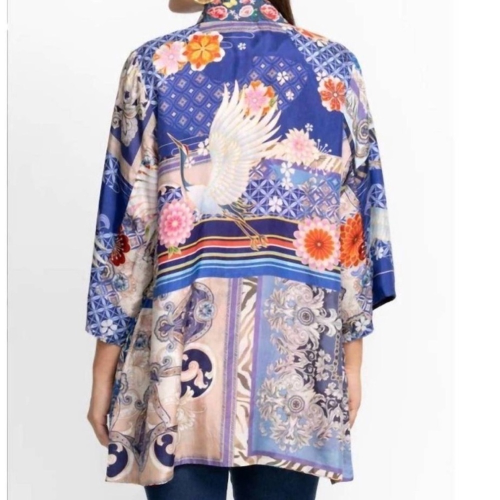 Johnny Was Navy Floral Cape Reversible two ways to wear! - Picture 3 of 14
